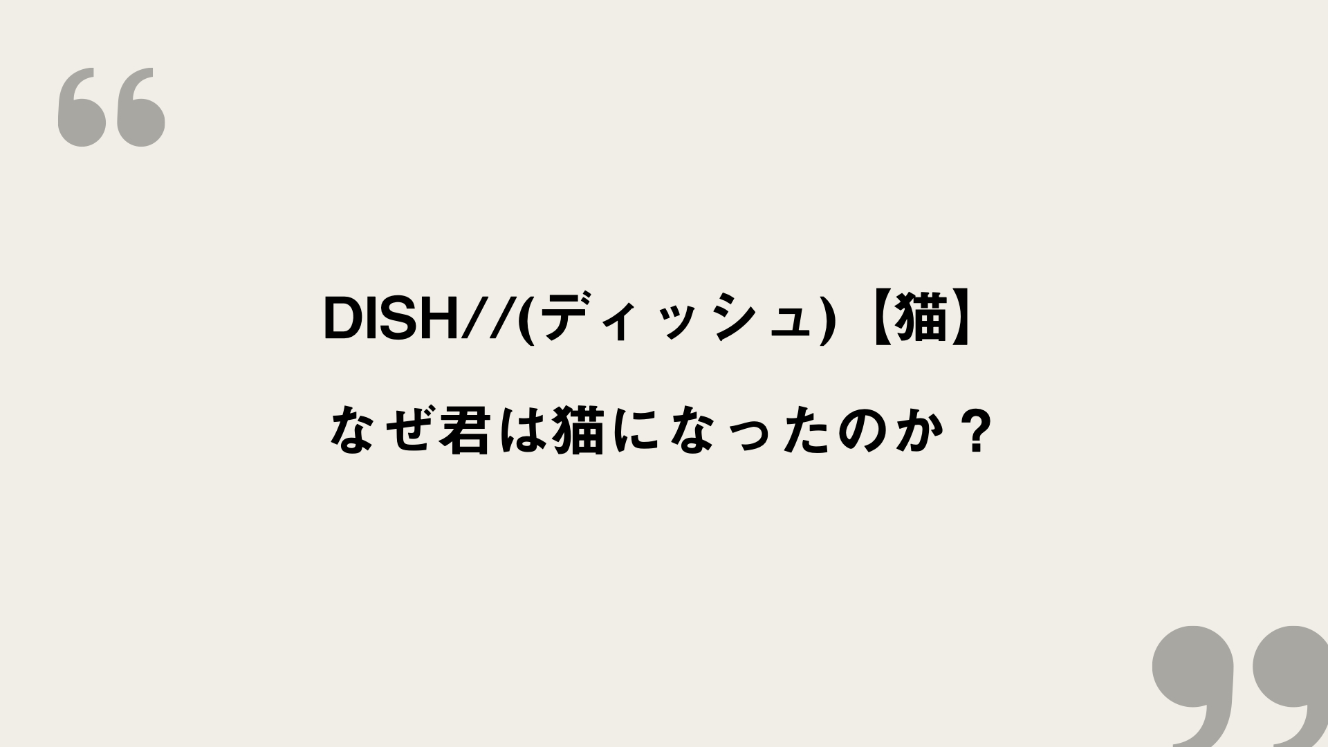 猫 Dish ディッシュ 歌詞の意味を考察 なぜ君は猫になったのか Framu Media